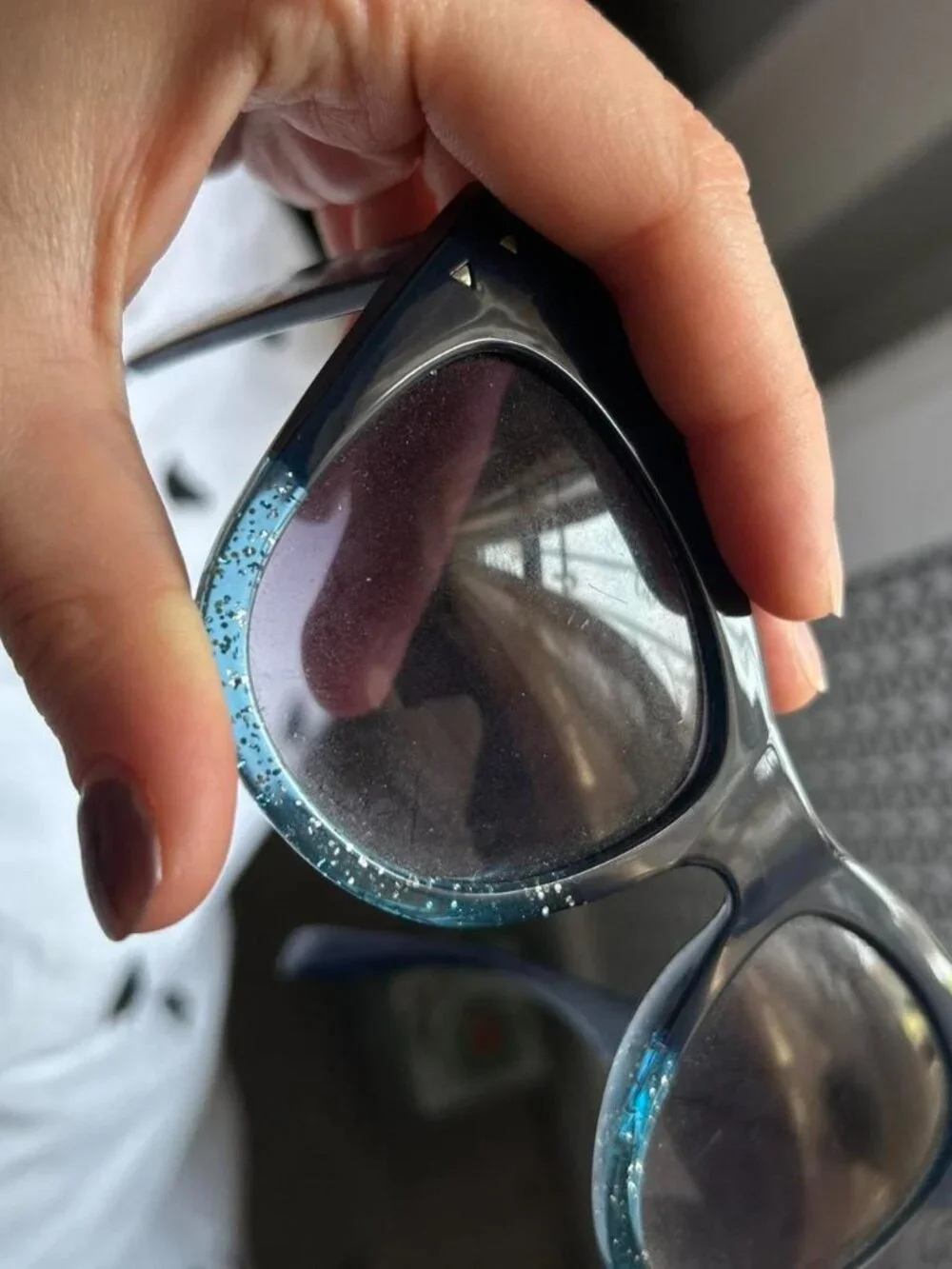 Two Toned Blue Sparkly Cat Eye Sunglasses